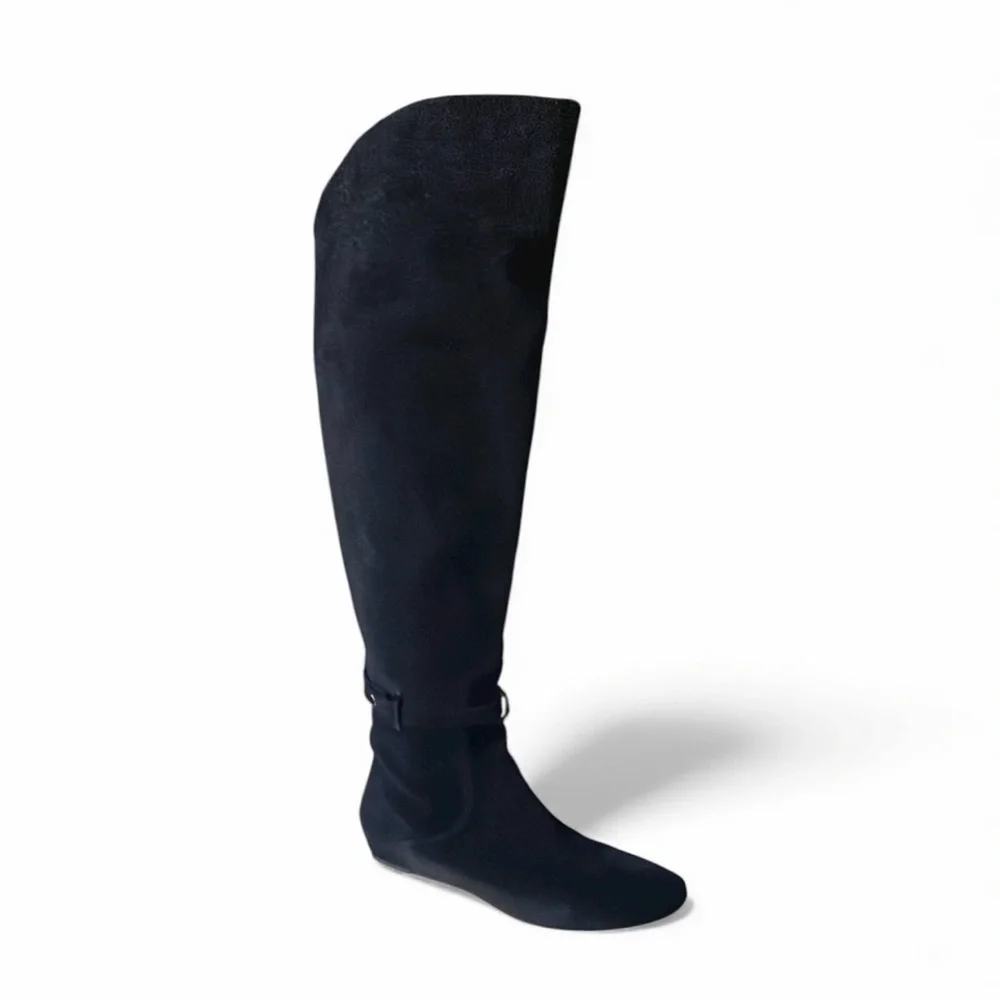 Via Spiga Suede Over the Knee Boots Decorative Strap Possible Fold Over 8.5 Flaw